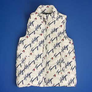 Tommy Hilfiger Logo Heart Girls White Vest 24 Months All Over Print